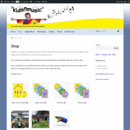 Kids 'n' Music website screenshot