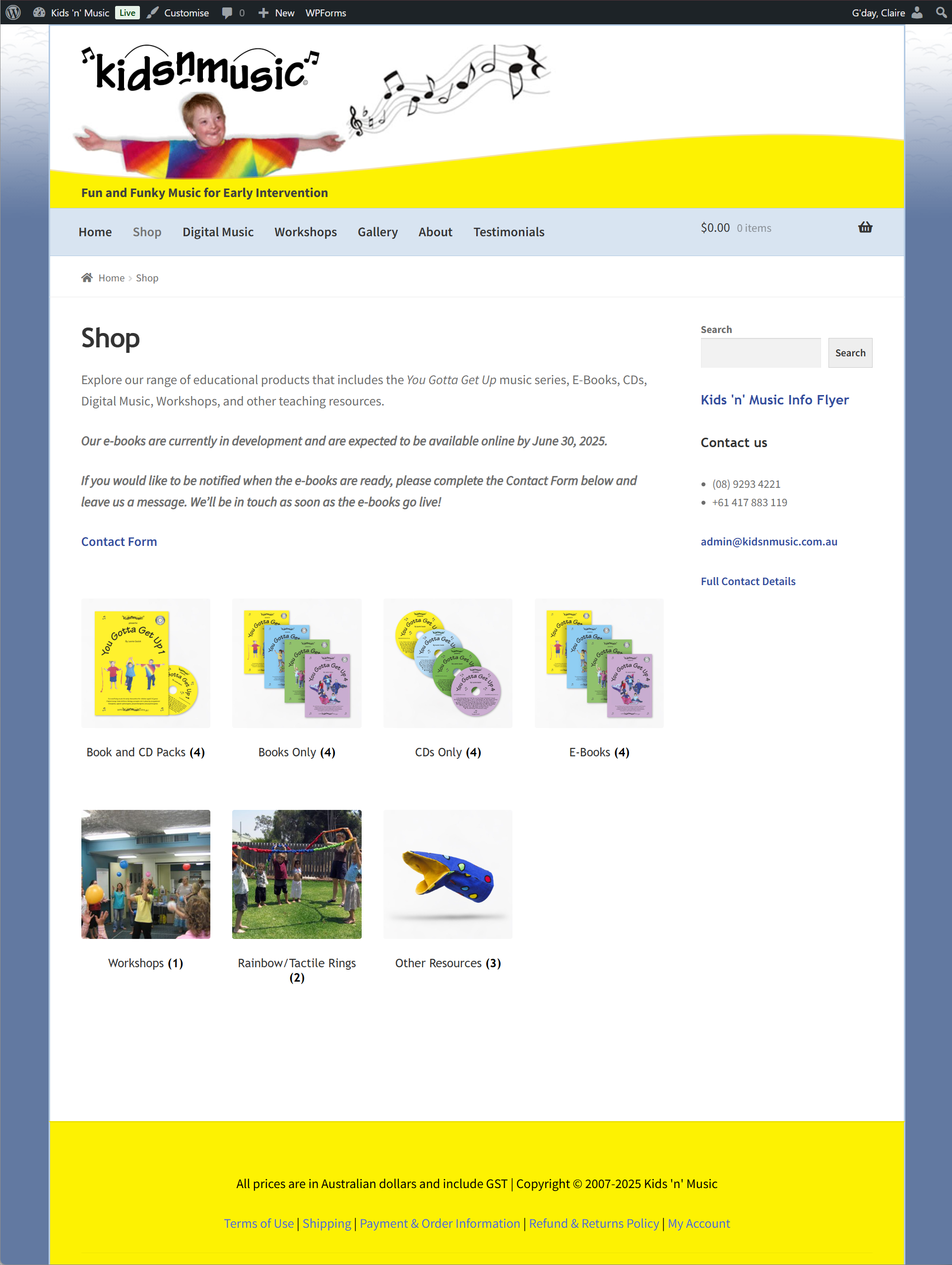 Kids 'n' Music website screenshot